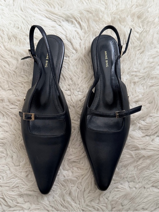 Anine Bing Shoes - Anine Bing Slingback Kitten Heels - Black